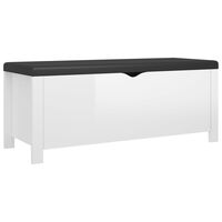 vidaXL Caixa arrumação c/ almofadão deriv. madeira 105x40x45 cm branco