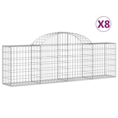 vidaXL Cestos gabião arqueados 8 pcs 200x30x60/80 cm ferro galvanizado