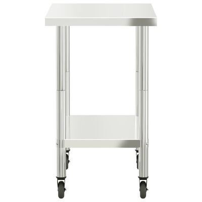 vidaXL Mesa de trabalho de cozinha com rodas 82,5x55x85 cm aço inox.