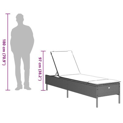 vidaXL Conj. espreguiçadeiras com almofadão 3 pcs vime PE cinza-claro