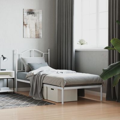 vidaXL Estrutura de cama com cabeceira 80x200 cm metal branco