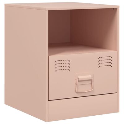 vidaXL Mesa de cabeceira 34,5x39x44 cm aço rosa