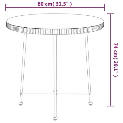 vidaXL Mesa de jantar Ø80 cm  vidro temperado e aço