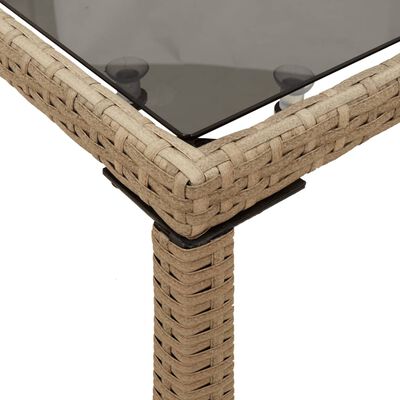 vidaXL Mesa de jardim com tampo de vidro 115x54x74 cm vime PE bege