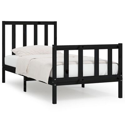 vidaXL Estrutura de cama solteiro 90x190 cm madeira maciça preto