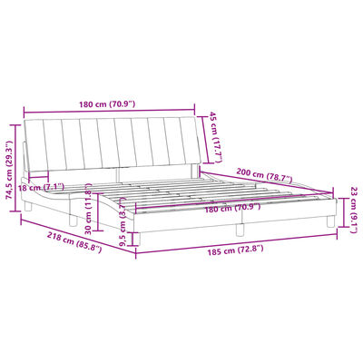 vidaXL Estrutura de cama c/ cabeceira 180x200 cm veludo preto