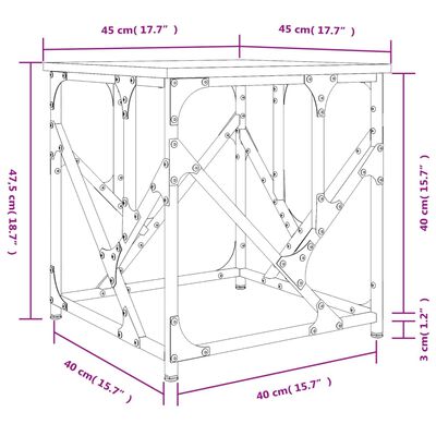 vidaXL Mesa de centro 45x45x47,5 cm derivados de madeira cinza sonoma