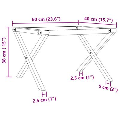 vidaXL Pernas para mesa de centro estrutura em X ferro fundido