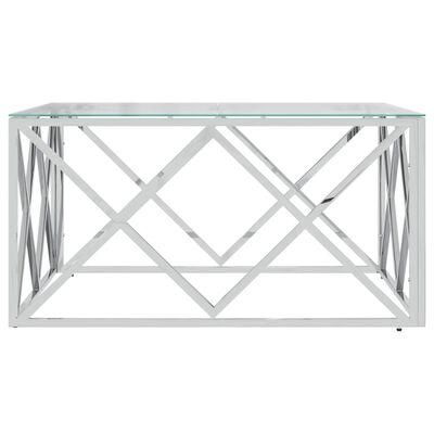 vidaXL Mesa de centro 80x80x40 cm aço inoxidável e vidro