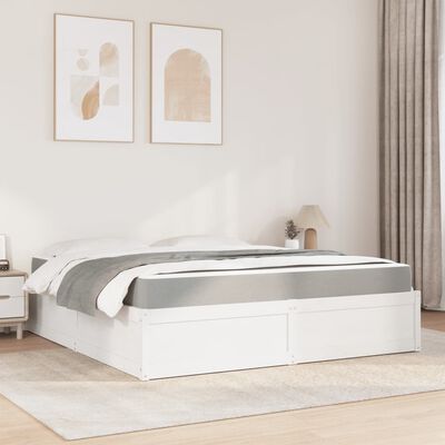 vidaXL Cama com colchão 180x200 cm pinho maciço branco