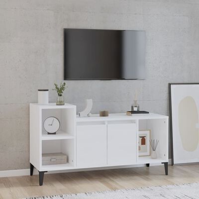 vidaXL Móvel para TV 100x35x55 cm madeira processada branco brilhante