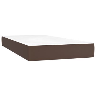 vidaXL Cama box spring c/ colchão/LED 90x200 cm couro artif. castanho