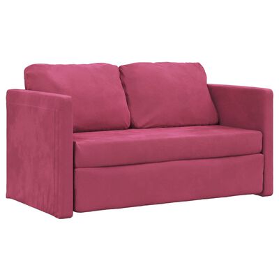 vidaXL Sofá-cama sem pés 122x204x55 cm veludo vermelho tinto