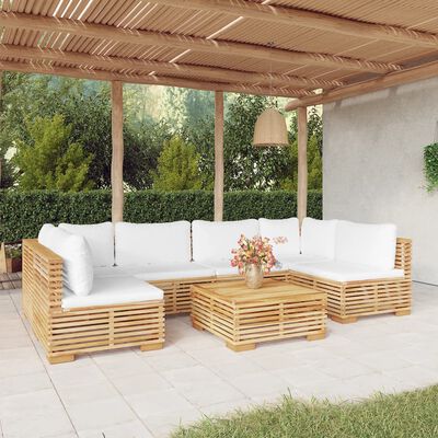 vidaXL 7 pcs conjunto lounge jardim c/ almofadões madeira teca maciça