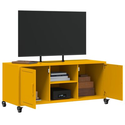 vidaXL Móvel de TV 100,5x39x43,5 cm aço amarelo mostarda