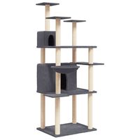 vidaXL Árvore p/ gatos c/ postes arranhadores sisal 166cm cinza-escuro