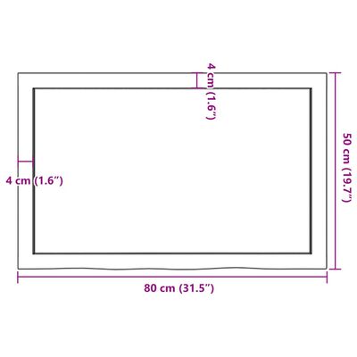 vidaXL Bancada p/ WC 80x50x(2-6)cm madeira tratada maciça castanho