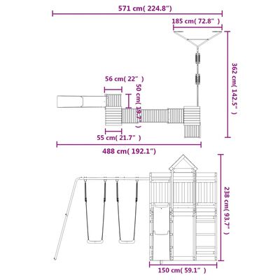 vidaXL Conjunto de brincar para exterior madeira de pinho impregnada