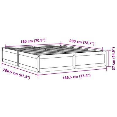 vidaXL Cama sem colchão 180x200 cm madeira de pinho maciça branco