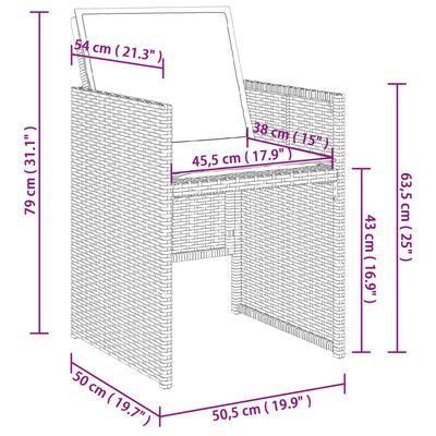 vidaXL 5 pcs conjunto de jantar p/ jardim c/ almofadões cinzento claro