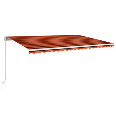 vidaXL Toldo retrátil manual com LED 500x300 cm laranja e castanho