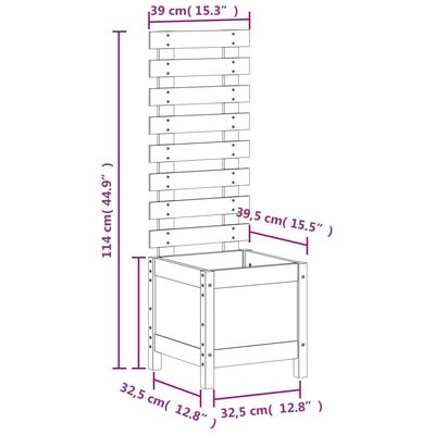 vidaXL Vaso de jardim c/ suporte 39x39,5x114cm madeira de pinho maciça