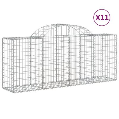 vidaXL Cestos gabião arqueados 11pcs 200x50x80/100cm ferro galvanizado