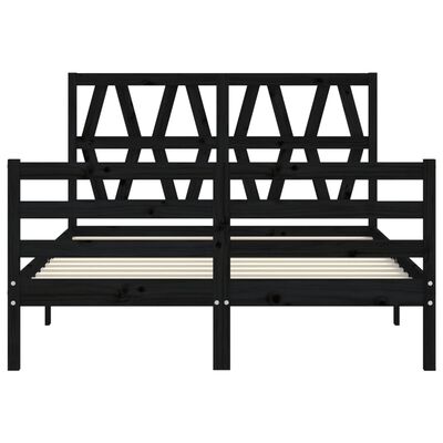 vidaXL Estrutura de cama com cabeceira 120x200cm madeira maciçao preto