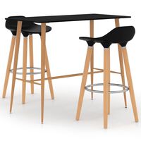 vidaXL 3 pcs conjunto de bar preto