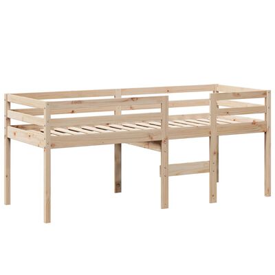 vidaXL Cama alta com telhado 75x190 cm pinho maciço