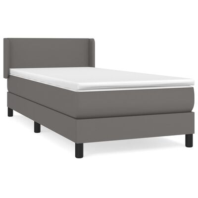 vidaXL Cama com molas/colchão 90x190 cm couro artificial cinzento