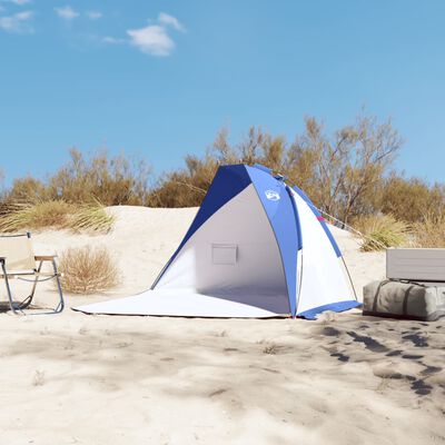 vidaXL Tenda de praia 268x223x125 cm poliéster 185T azul-ciano