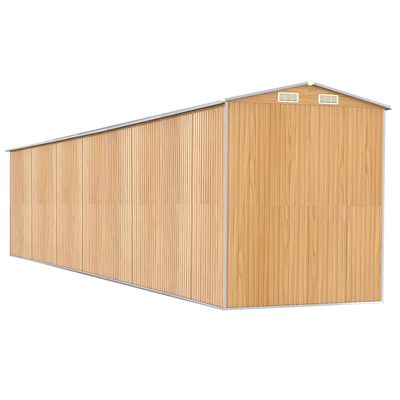 vidaXL Abrigo de jardim 192x938x223 cm aço galvanizado castanho