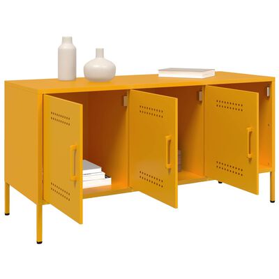 vidaXL Móvel de TV 100,5x39x50,5 cm aço amarelo mostarda