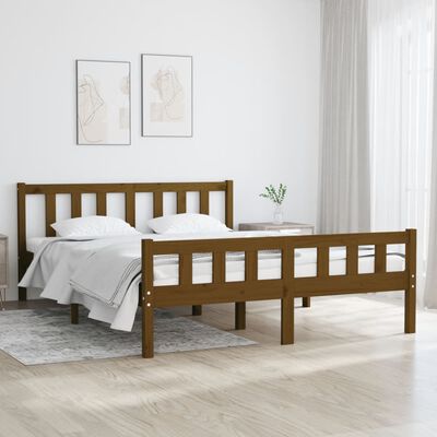 vidaXL Estrutura de cama 140x190 cm madeira maciça castanho-mel