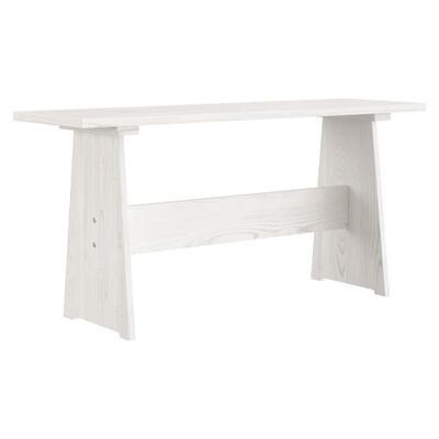 vidaXL Mesa de jantar com banco REINE pinho maciço branco