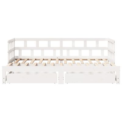 vidaXL Sofá-cama c/ gavetão e gavetas branco 90x200cm madeira de pinho