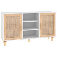 vidaXL Aparador 105x30x60 cm madeira pinho maciça/vime natural branco