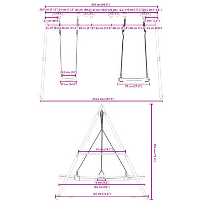 vidaXL Conjunto de baloiços p/ exterior c/ um baloiço e baloiço ninho