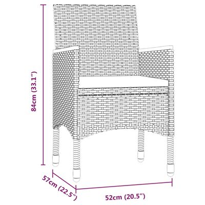 vidaXL 5 pcs conjunto de jantar jardim com almofadões cinzento/preto