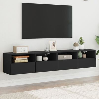 vidaXL Móveis de parede p/ TV 2 pcs 80x30x30cm derivados madeira preto