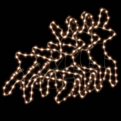 vidaXL Figuras de rena de Natal + LEDs 3pcs 57x55x4,5 cm branco quente