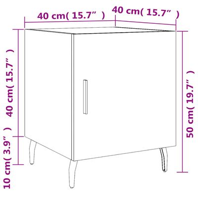 vidaXL Mesa cabeceira 40x40x50 cm derivados de madeira cinzento sonoma