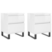 vidaXL Mesa de cabeceira 2 pcs derivados de madeira branco brilhante