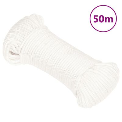 vidaXL Corda de barco 3 mm 50 m polipropileno branco completo