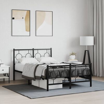 vidaXL Estrutura de cama com cabeceira e pés 120x200 cm metal preto