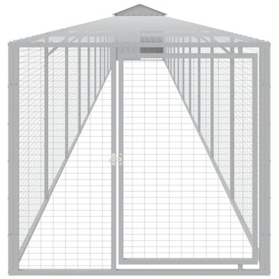 vidaXL Galinheiro com anexo 117x1221x123cm aço galvanizado cinza-claro