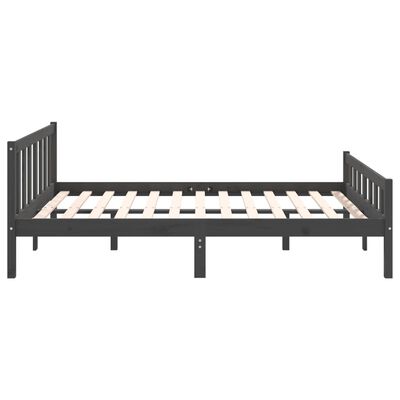 vidaXL Estrutura de cama casal 135x190 cm madeira maciça cinzento