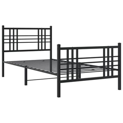 vidaXL Estrutura de cama com cabeceira e pés 100x190 cm metal preto