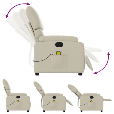 vidaXL Poltrona de massagens reclinável couro artificial cor creme